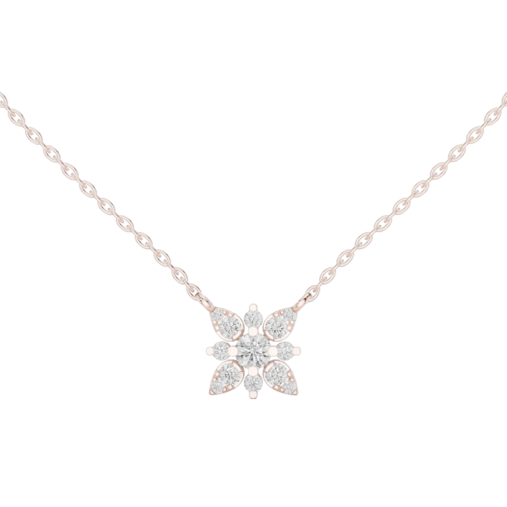 Round Lab Grown Diamond Floral Cluster Pendant