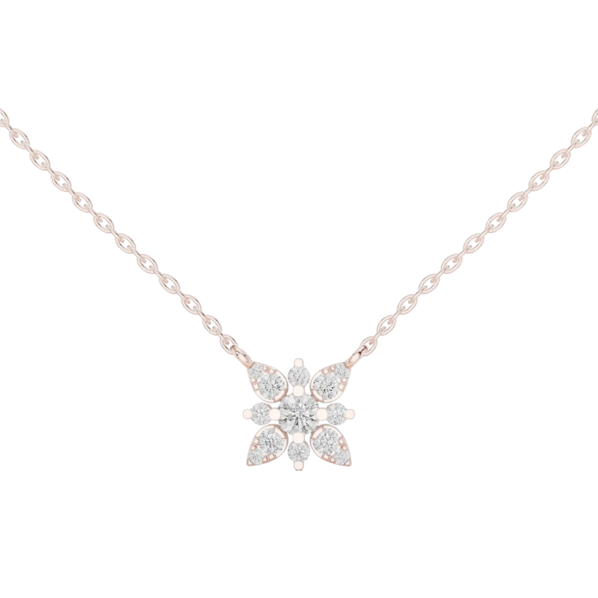 Elegant floral diamond pendant in gold with lab grown diamonds by Signora Jewels