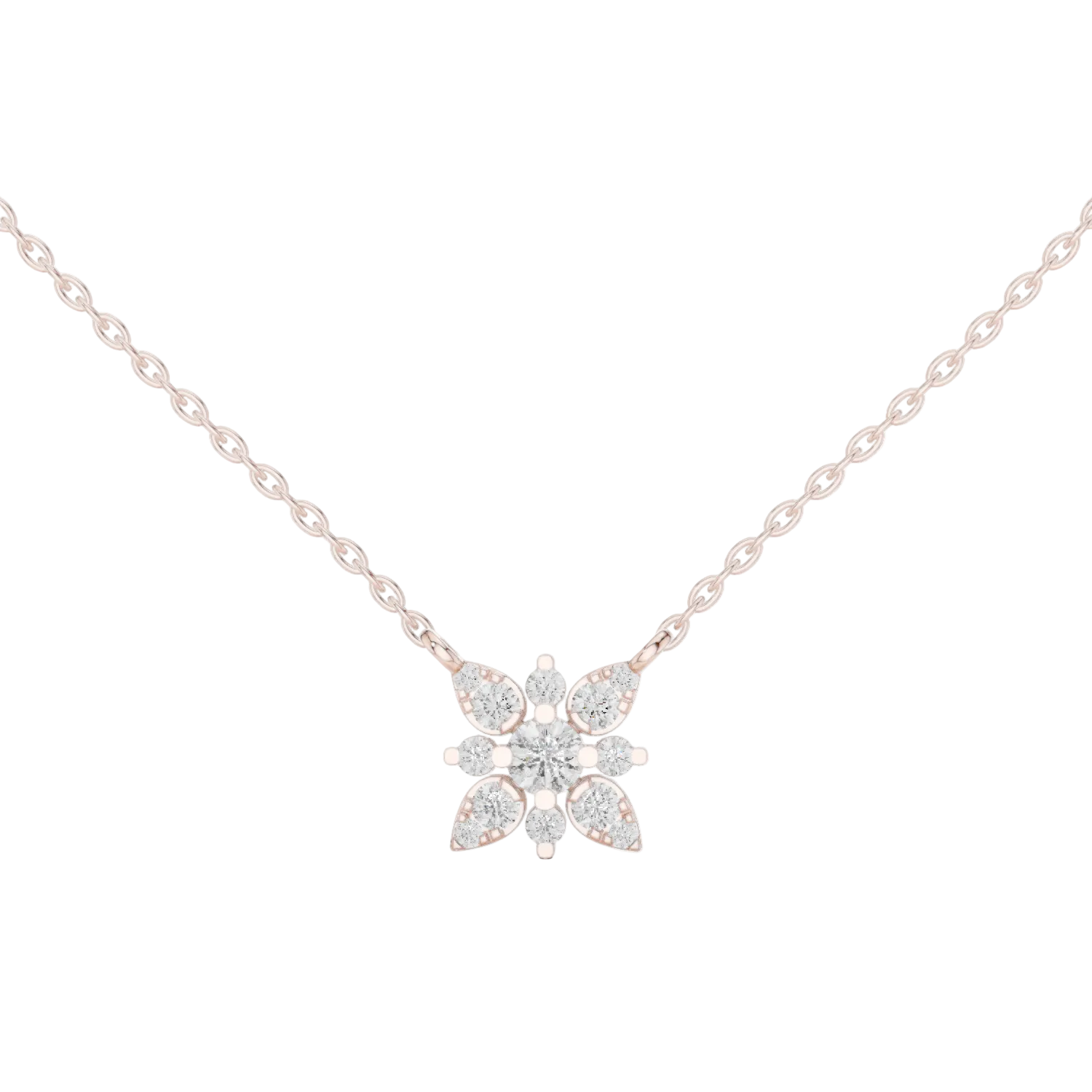 Elegant floral diamond pendant in gold with lab grown diamonds by Signora Jewels