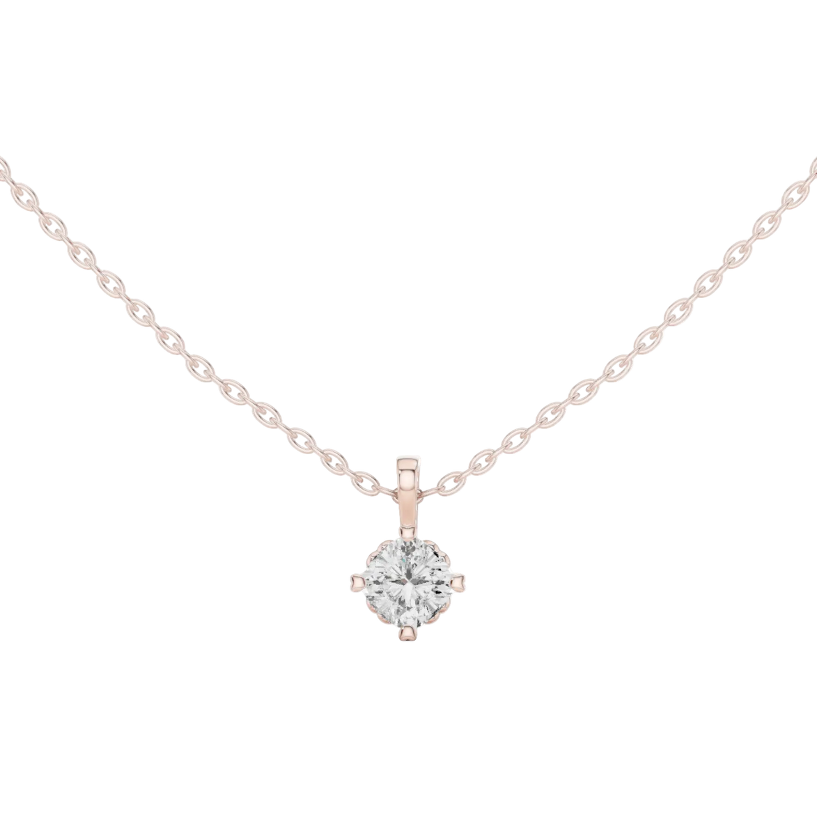 Minimal cushion cut solitaire diamond pendant in gold with lab grown diamond by Signora Jewels