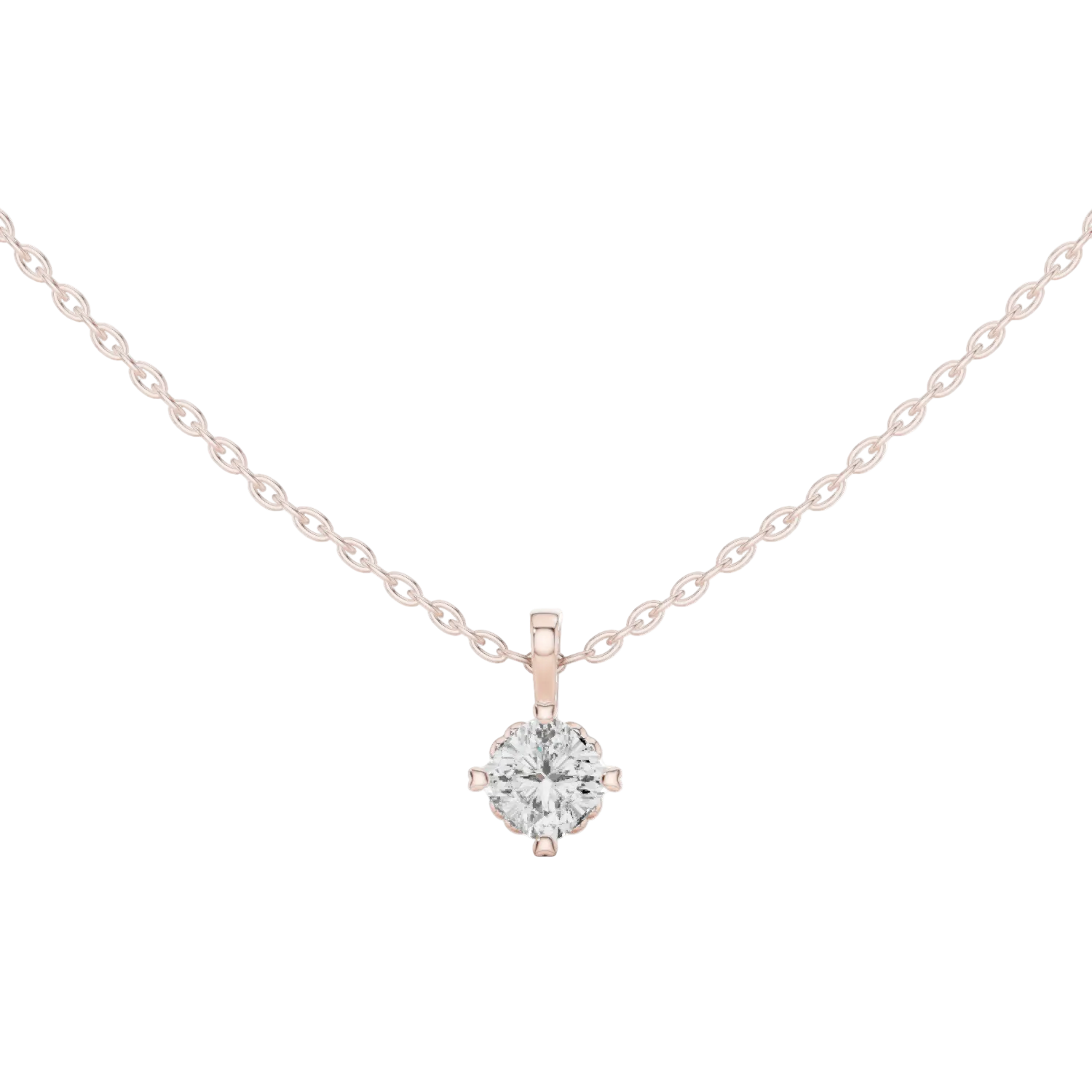 Minimal cushion cut solitaire diamond pendant in gold with lab grown diamond by Signora Jewels