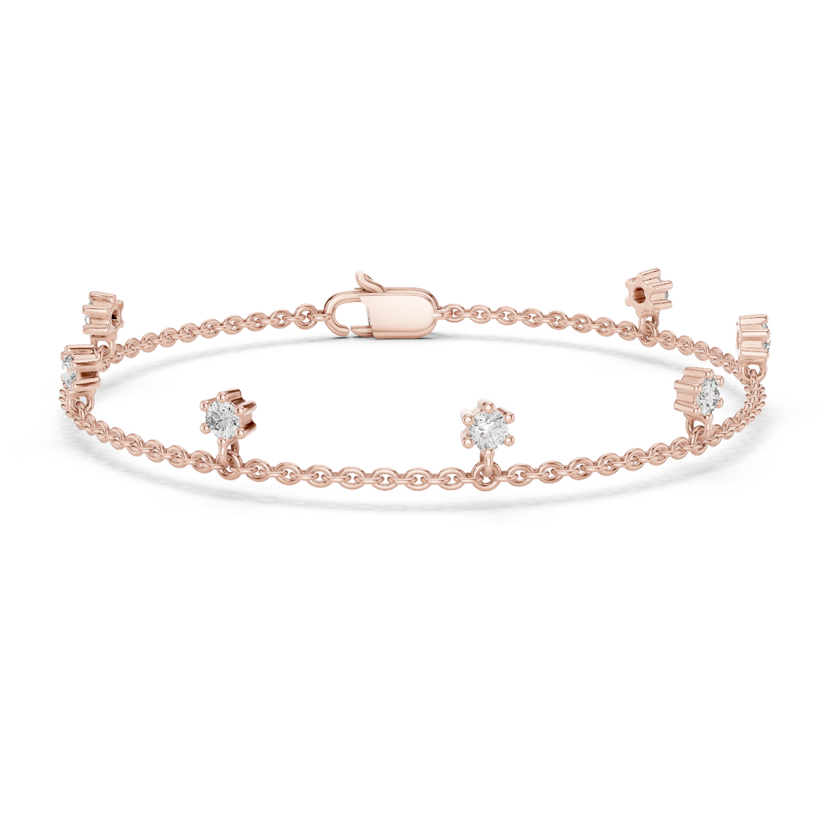 Minimal round diamond station chain bracelet in gold with lab grown diamonds by Signora Jewels
