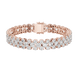 Double row lab grown diamond bracelet with brilliant round diamonds in yellow white and rose gold finishes