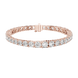 Graduated lab grown diamond tennis bracelet with varying size round diamonds in yellow white and rose gold