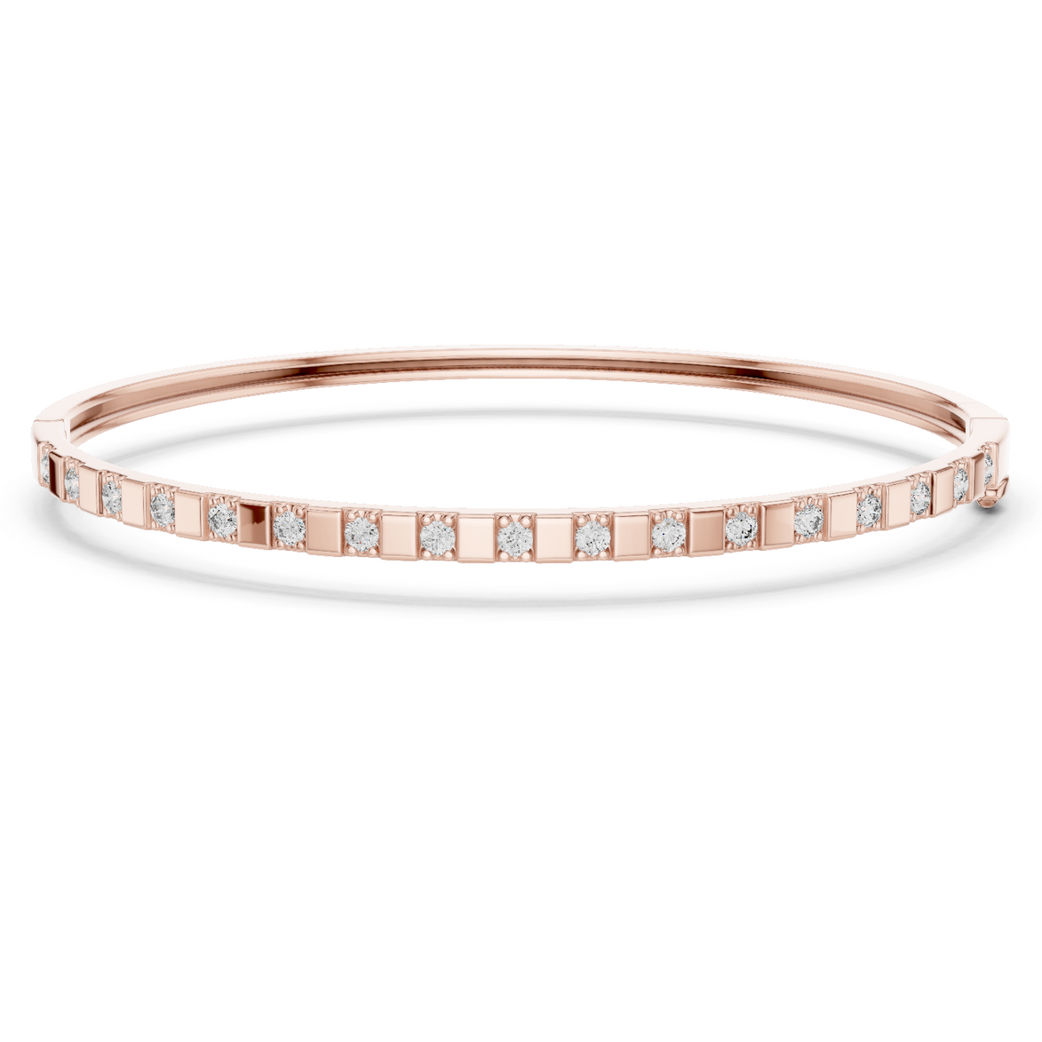 Minimal round diamond bangle bracelet in gold with delicate lab grown diamonds by Signora Jewels