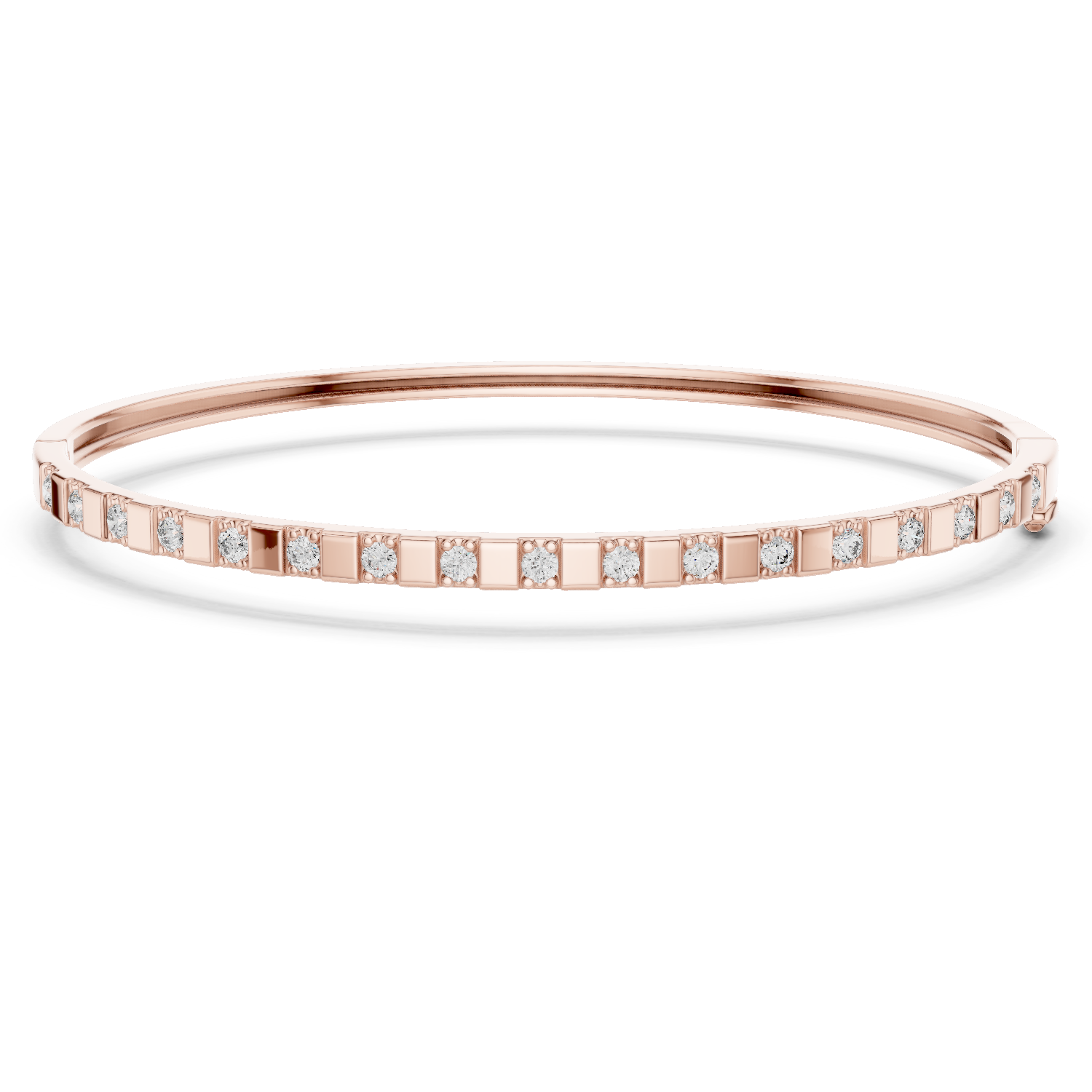Minimal round diamond bangle bracelet in gold with delicate lab grown diamonds by Signora Jewels