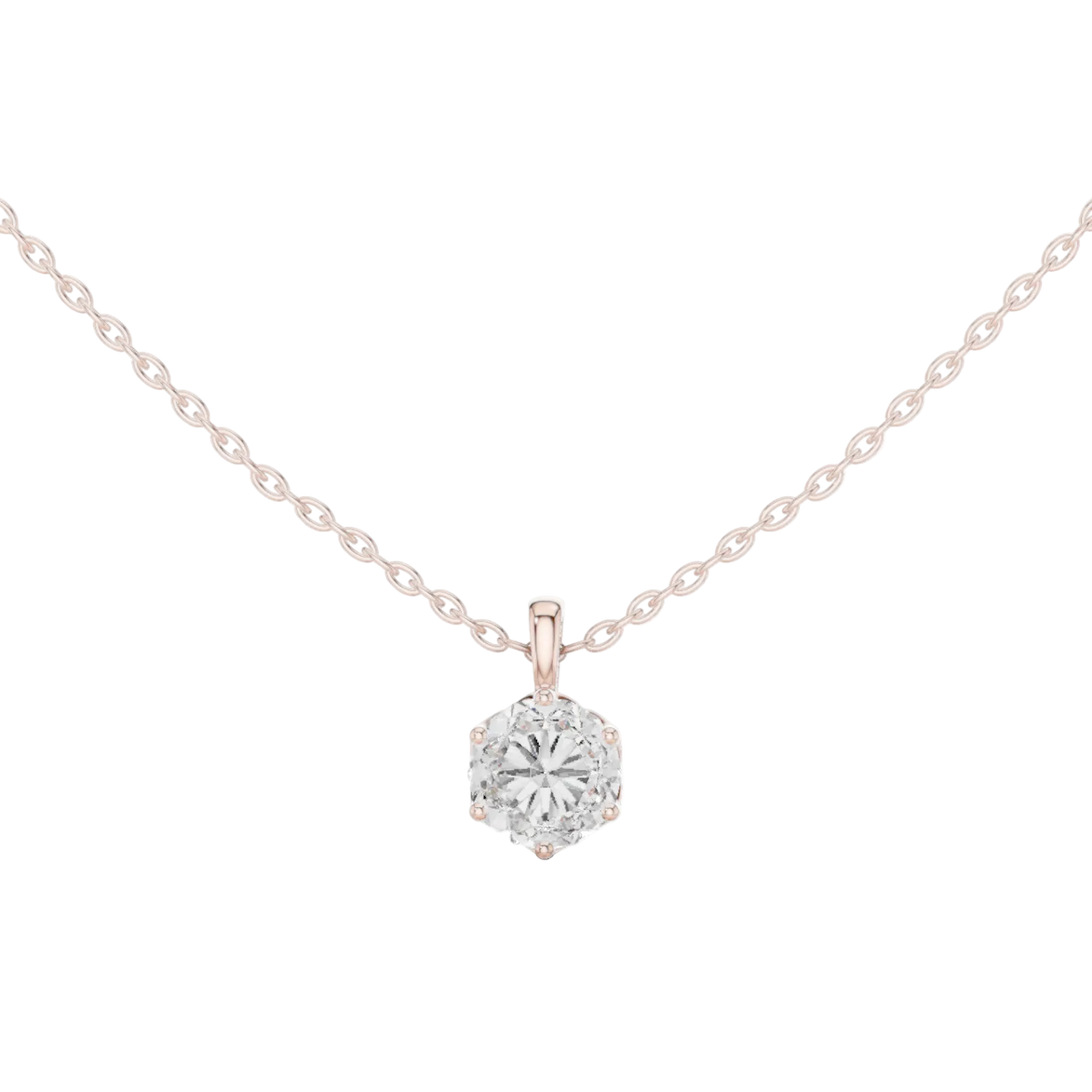 Classic round cut solitaire diamond pendant in gold with lab grown diamond by Signora Jewels