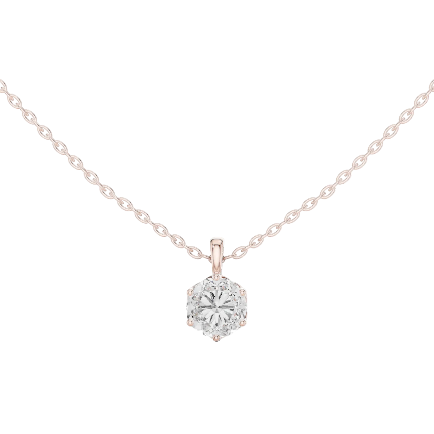 Classic round cut solitaire diamond pendant in gold with lab grown diamond by Signora Jewels