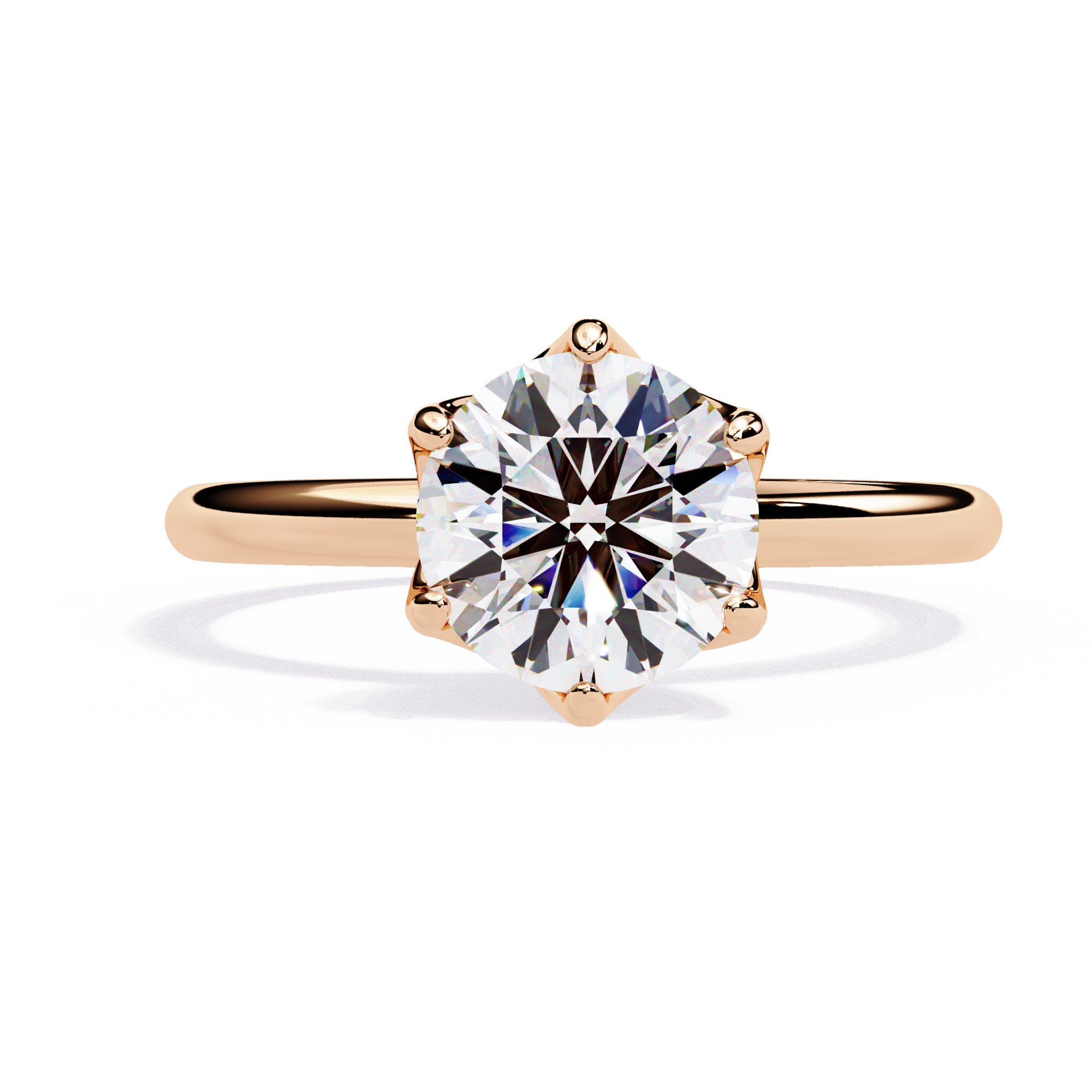 Classic round solitaire diamond engagement ring in white gold featuring a 1.56 CT round brilliant center stone with six-prong cathedral setting and hidden accent diamonds.