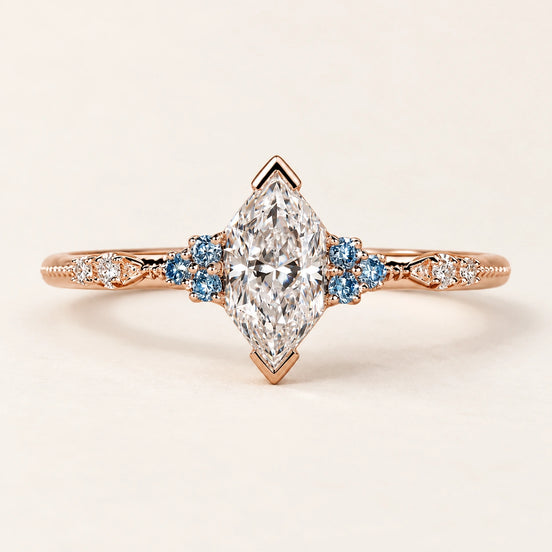 Dutch Marquise Lab Grown Diamond Cluster Engagement Ring in Rose Gold