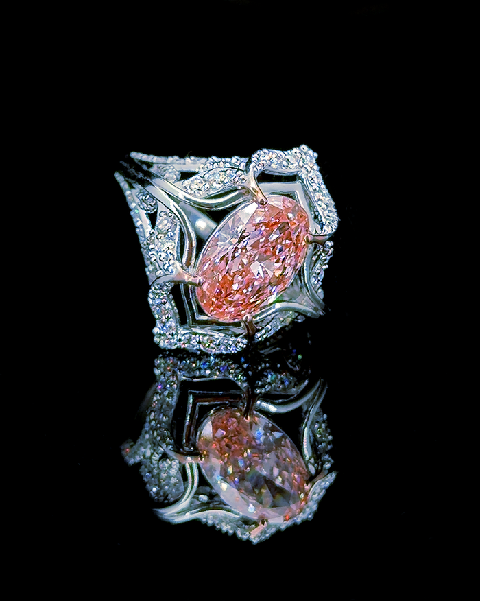 The Rosé — 2.70ct Pink Oval Halo Ring