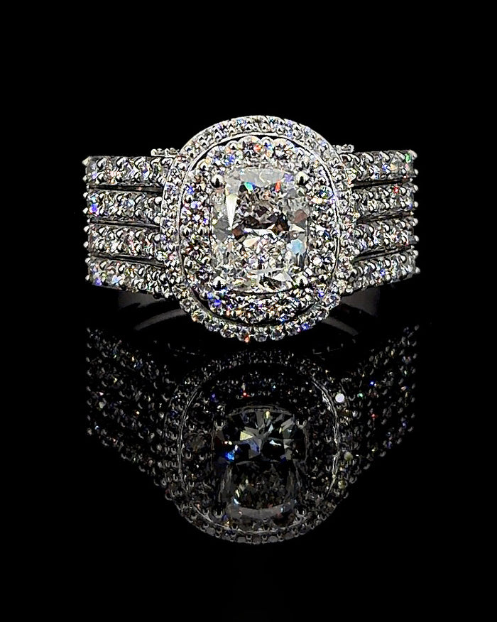 The Eclipse — 2.85ct Cushion Double Halo Ring