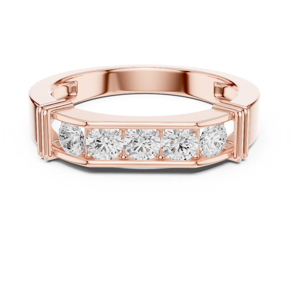 Men’s five stone diamond ring in gold with round lab grown diamonds by Signora Jewels