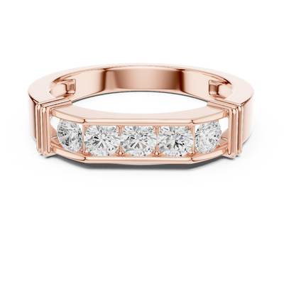 Men’s five stone diamond ring in gold with round lab grown diamonds by Signora Jewels