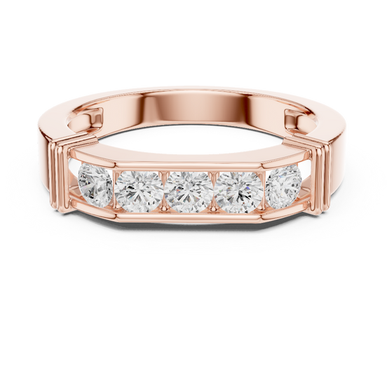 Men’s five stone diamond ring in gold with round lab grown diamonds by Signora Jewels