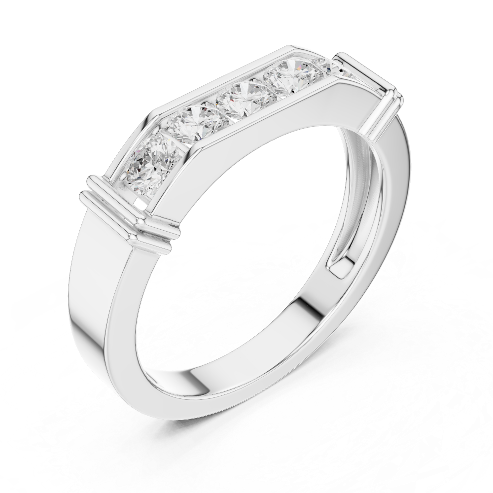 Men’s five stone diamond ring in gold with round lab grown diamonds by Signora Jewels