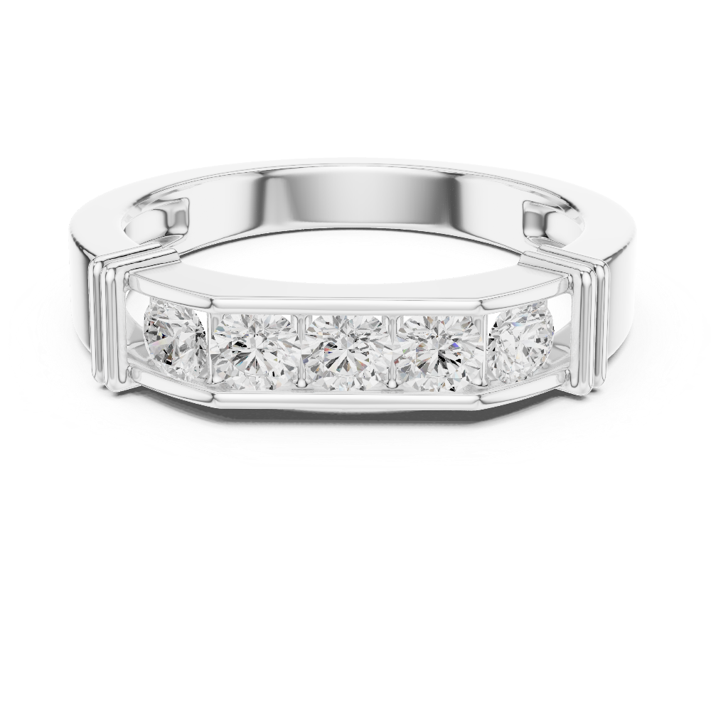 Men’s five stone diamond ring in gold with round lab grown diamonds by Signora Jewels