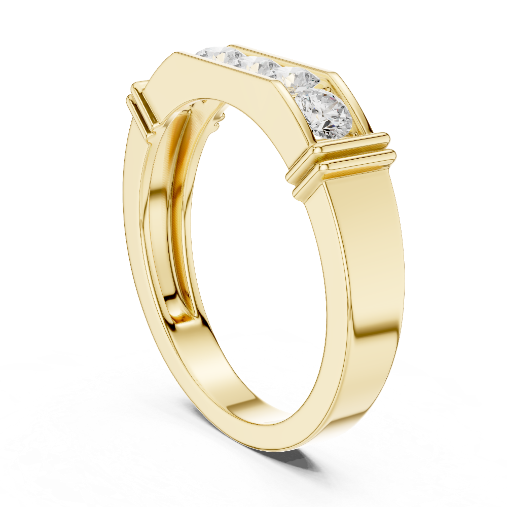 Men’s five stone diamond ring in gold with round lab grown diamonds by Signora Jewels