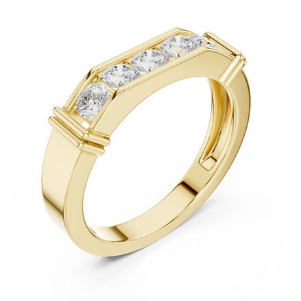 Men’s five stone diamond ring in gold with round lab grown diamonds by Signora Jewels