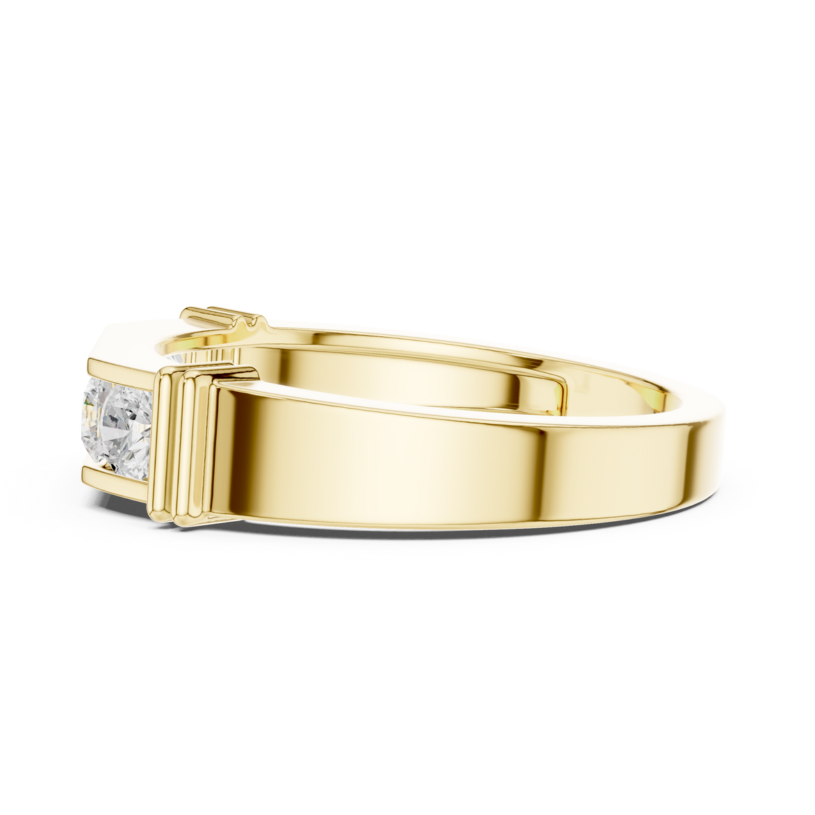 Men’s five stone diamond ring in gold with round lab grown diamonds by Signora Jewels