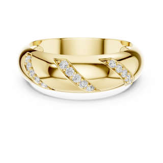 Round diamond men's wedding band in yellow gold