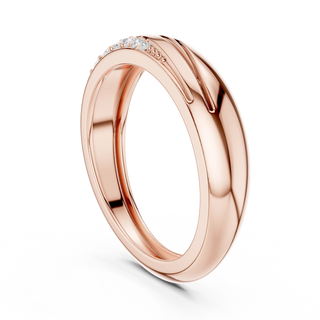 Round diamond wedding band in rose gold