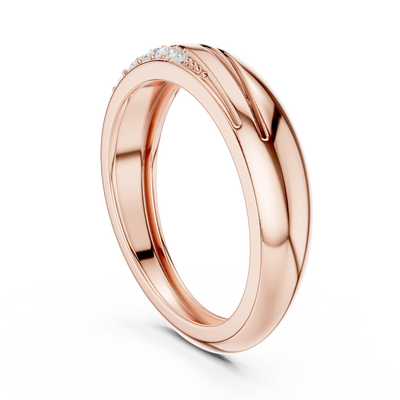 Round diamond wedding band in rose gold