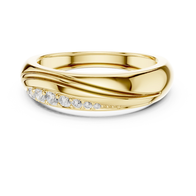 Round diamond wedding band in yellow gold