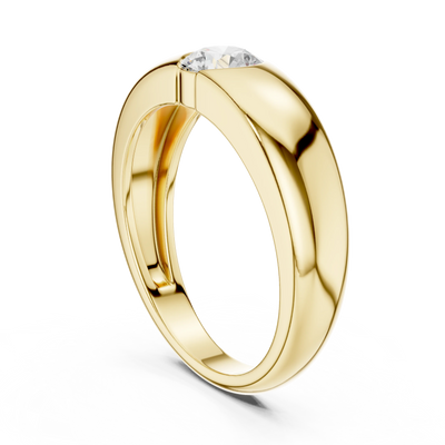 Round diamond bezel band in yellow gold