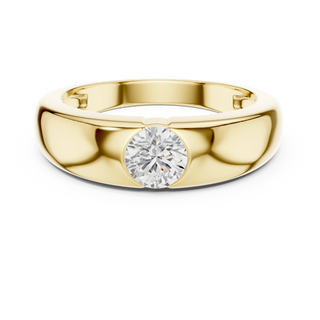 Round diamond bezel band in yellow gold