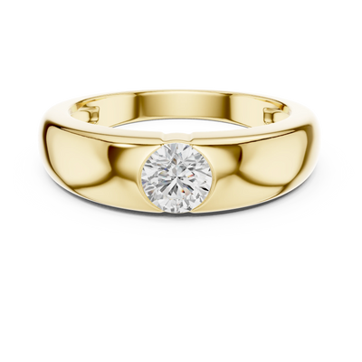 Round diamond bezel band in yellow gold