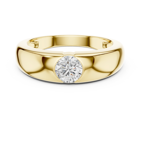 Round diamond bezel band in yellow gold