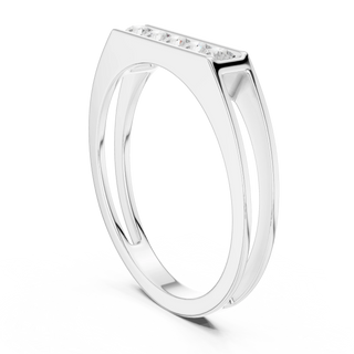 Round diamond channel set band in white gold