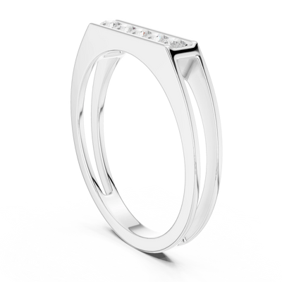 Round diamond channel set band in white gold