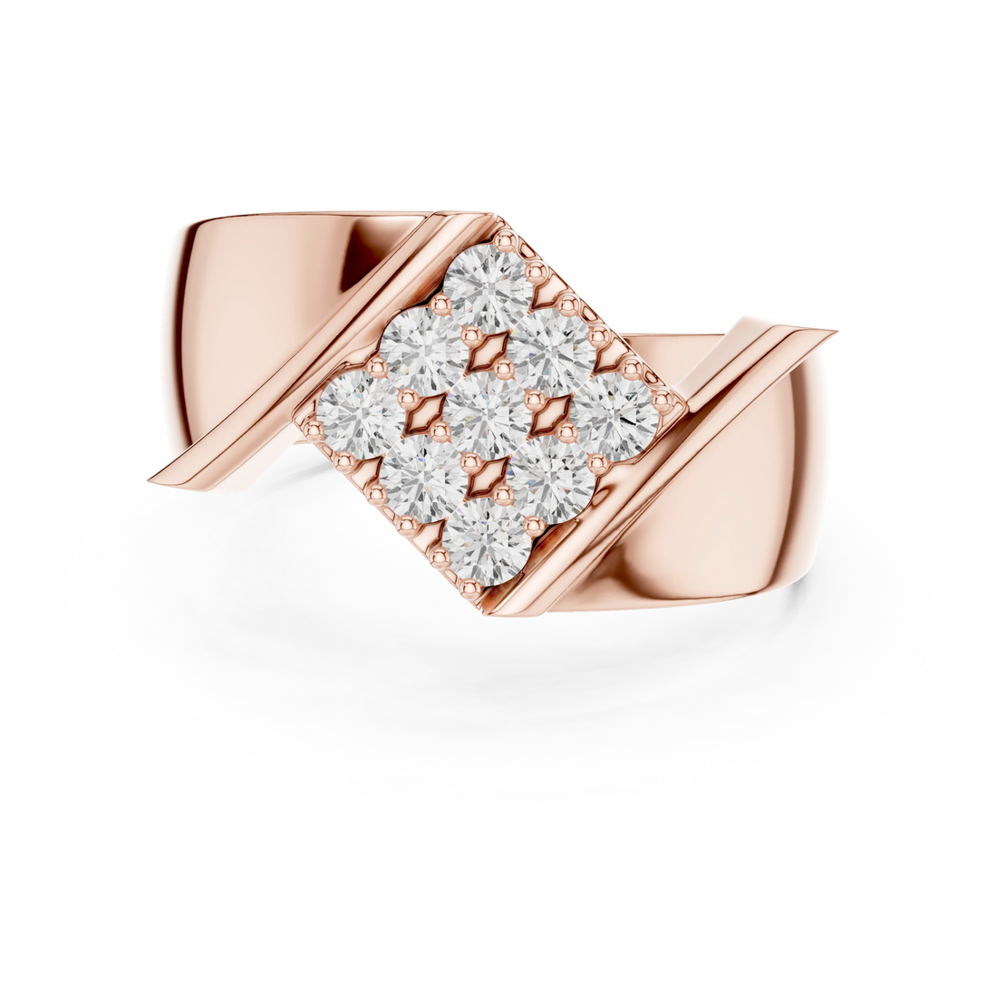 Round Diamond Cluster Signet Ring