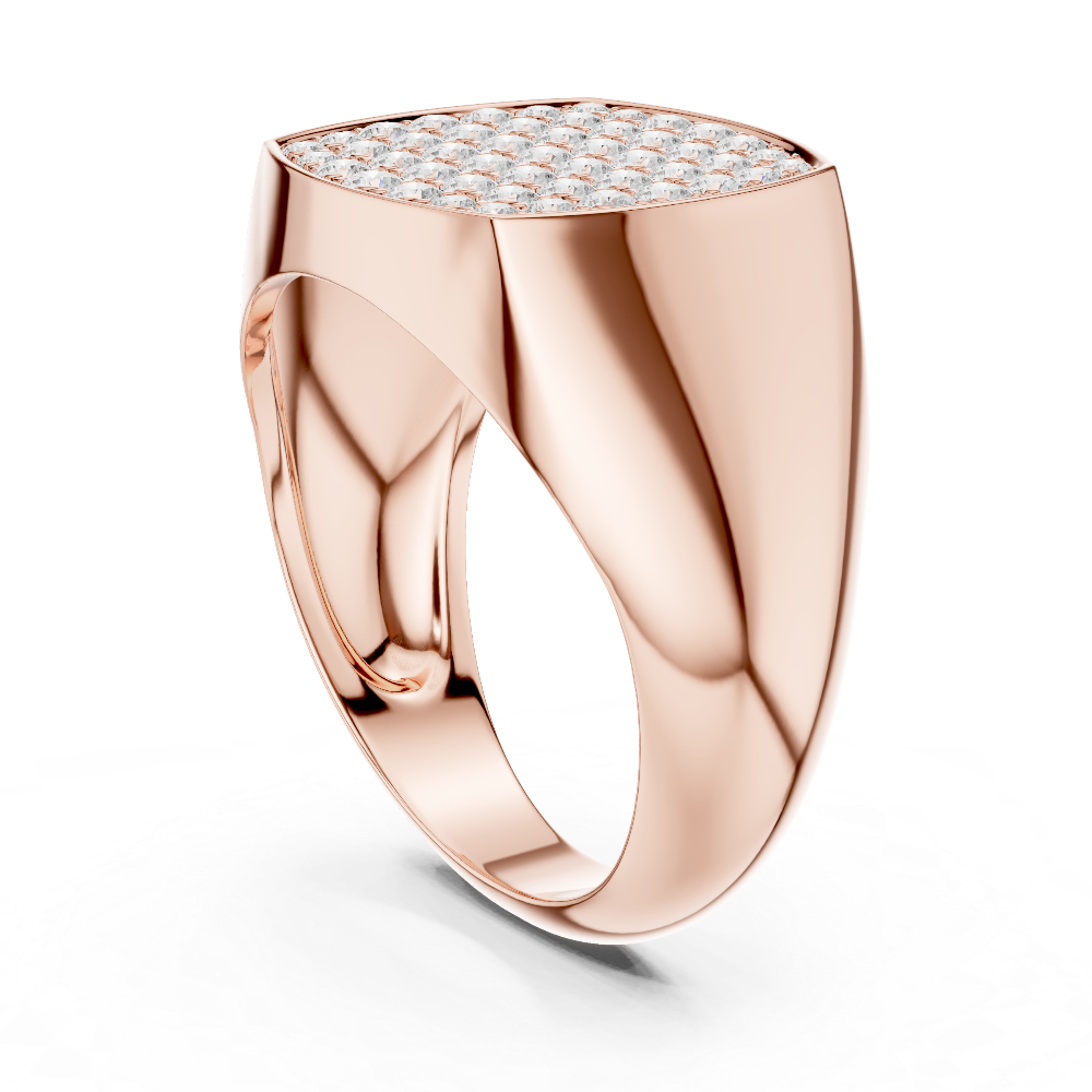 Men’s rectangular diamond signet ring in gold with lab grown diamonds by Signora Jewels