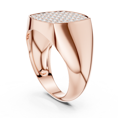 Men’s rectangular diamond signet ring in gold with lab grown diamonds by Signora Jewels