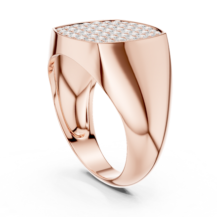 Men’s rectangular diamond signet ring in gold with lab grown diamonds by Signora Jewels