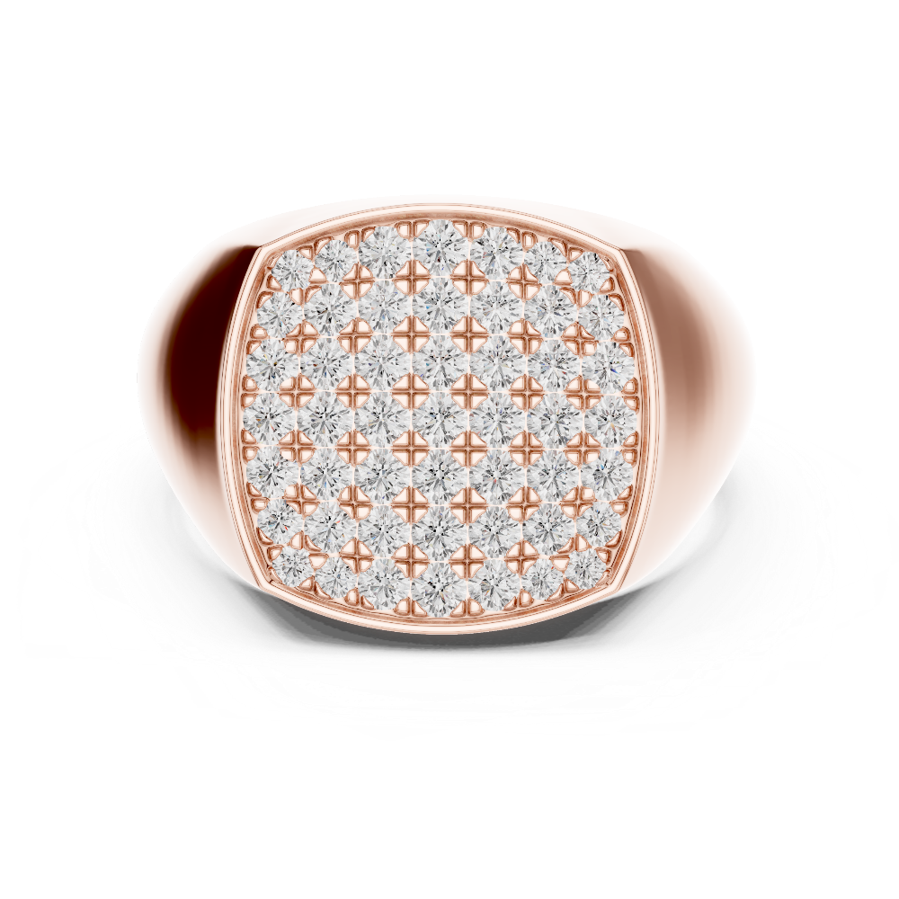 Men’s rectangular diamond signet ring in gold with lab grown diamonds by Signora Jewels