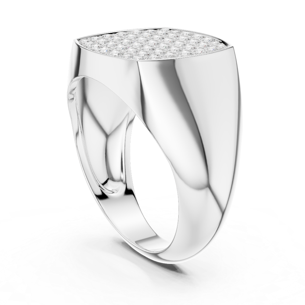 Men’s rectangular diamond signet ring in gold with lab grown diamonds by Signora Jewels