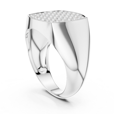 Men’s rectangular diamond signet ring in gold with lab grown diamonds by Signora Jewels