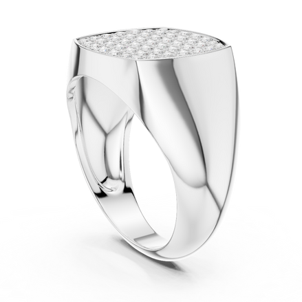 Men’s rectangular diamond signet ring in gold with lab grown diamonds by Signora Jewels