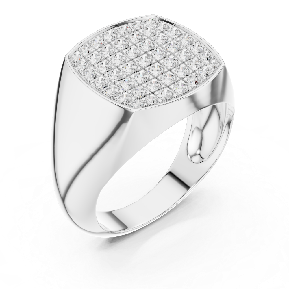 Men’s rectangular diamond signet ring in gold with lab grown diamonds by Signora Jewels