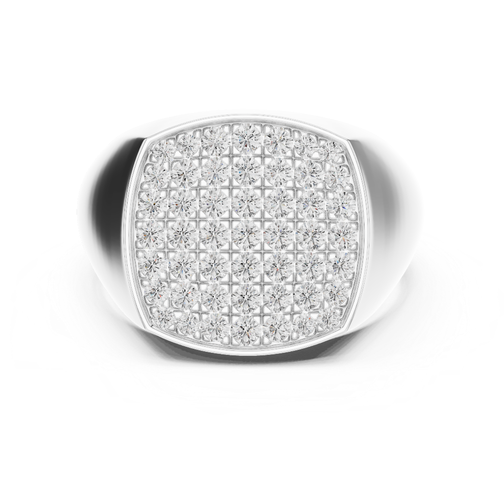Men’s rectangular diamond signet ring in gold with lab grown diamonds by Signora Jewels