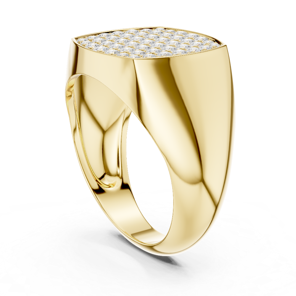 Men’s rectangular diamond signet ring in gold with lab grown diamonds by Signora Jewels