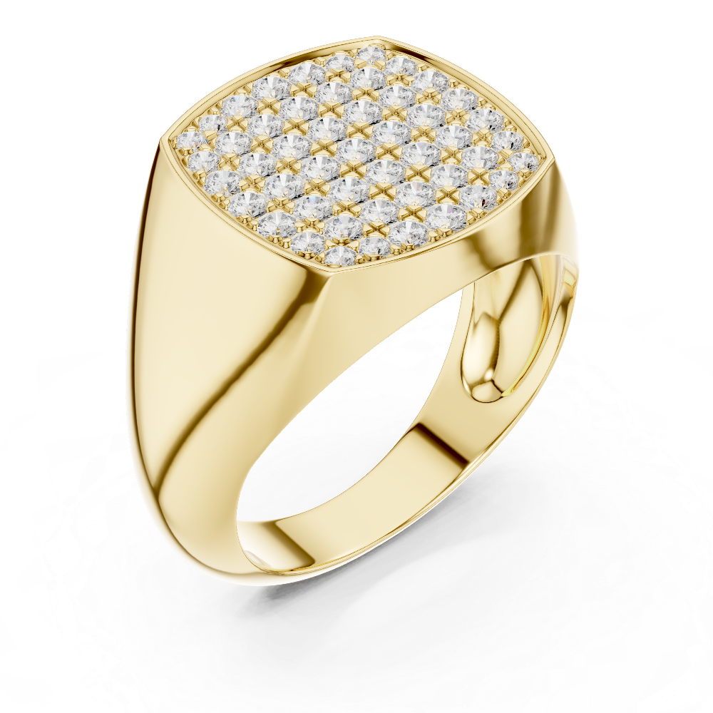 Men’s rectangular diamond signet ring in gold with lab grown diamonds by Signora Jewels