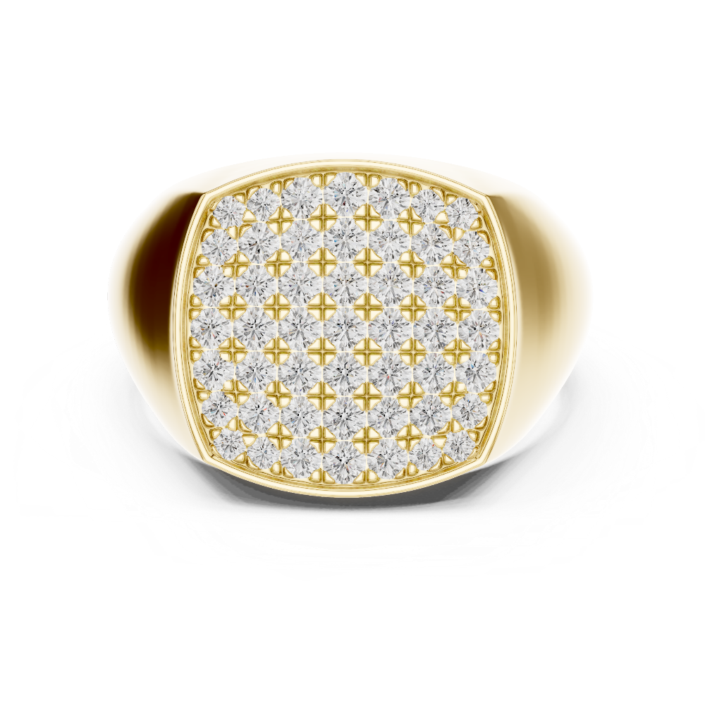 Men’s rectangular diamond signet ring in gold with lab grown diamonds by Signora Jewels