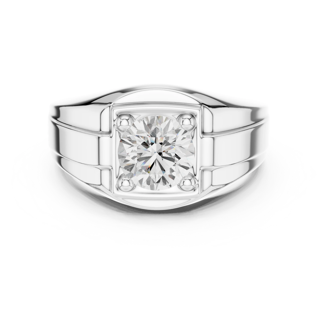 Round Lab Grown Diamond Solitaire Signet Ring