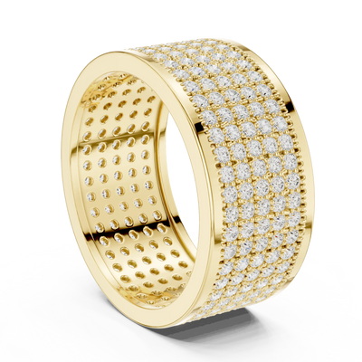 Round diamond pavé band ring in yellow gold
