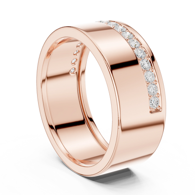 Round diamond pavé wedding band ring in rose gold
